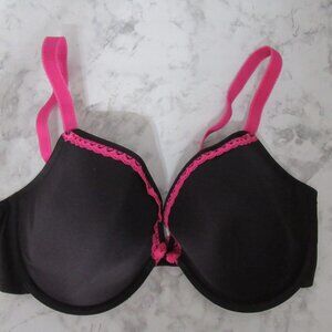 Cleo by Panache Bra 34E Black Pink Plunge Underwire Jude Back Closure 5846